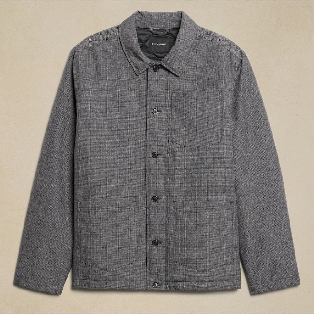 648 Banana Republic Factory Quilted Jacket Men’s Large NWT Gray Button Front LG